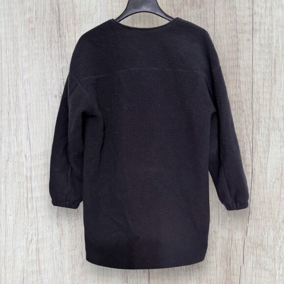 Fabletics Black Fleece Longline Snap Jacket Coat Womens Small Cozy Athleisure S - Picture 2 of 3